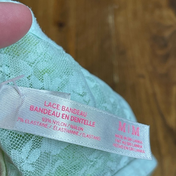 Pink by Victorias Secret lace bandeau bra blue and green size medium - Picture 5 of 5